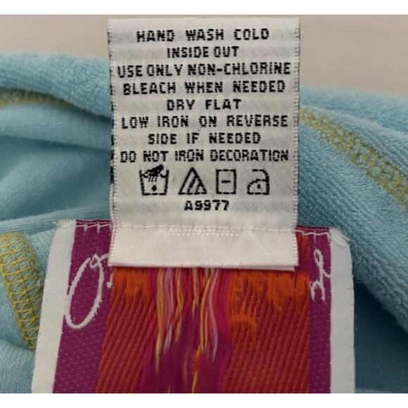 QUACKER FACTORY Terry Hoodie Swim Dress Cover-Up Aqua Blue Sequins Beads Size M - Picture 15 of 15